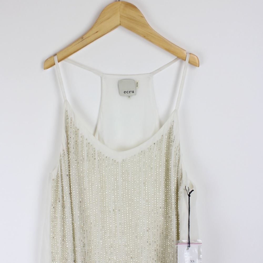 Ecru Beaded Tank Top